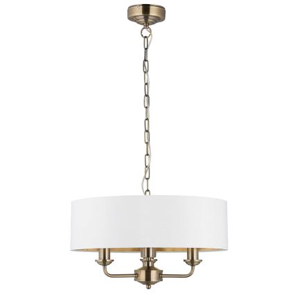 Endon 98934 - Lampadario a sospensione con catena HIGHCLERE 3xE14/40W/230V bianco/ottone