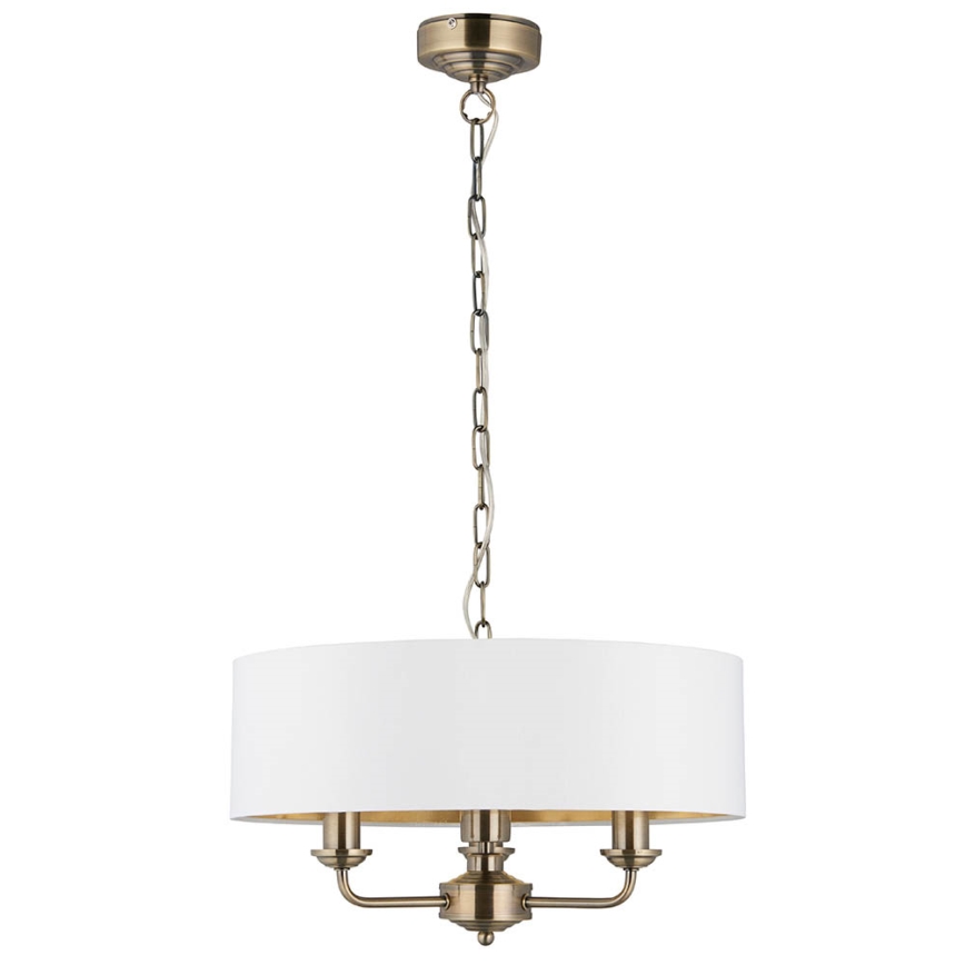 Endon 98934 - Lampadario a sospensione con catena HIGHCLERE 3xE14/40W/230V bianco/ottone