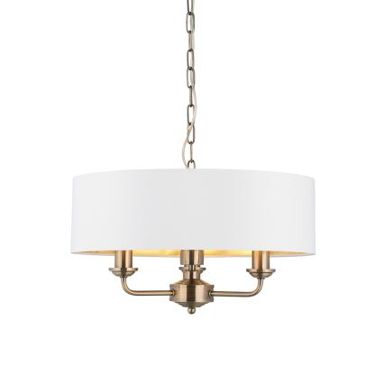 Endon 98934 - Lampadario a sospensione con catena HIGHCLERE 3xE14/40W/230V bianco/ottone