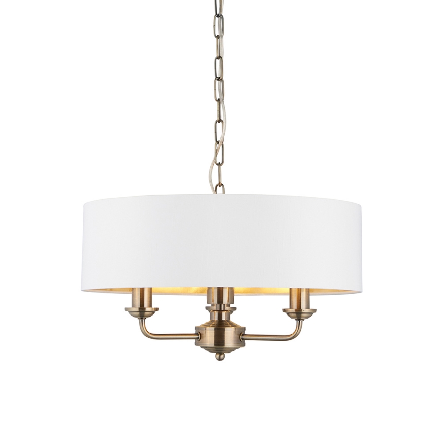 Endon 98934 - Lampadario a sospensione con catena HIGHCLERE 3xE14/40W/230V bianco/ottone