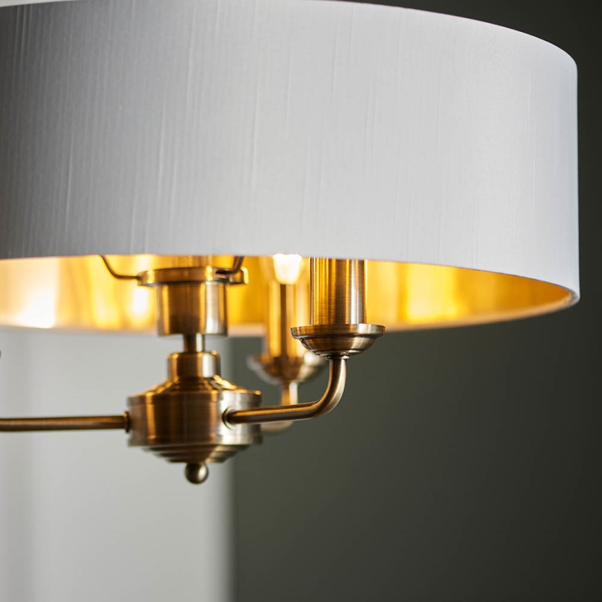 Endon 98934 - Lampadario a sospensione con catena HIGHCLERE 3xE14/40W/230V bianco/ottone