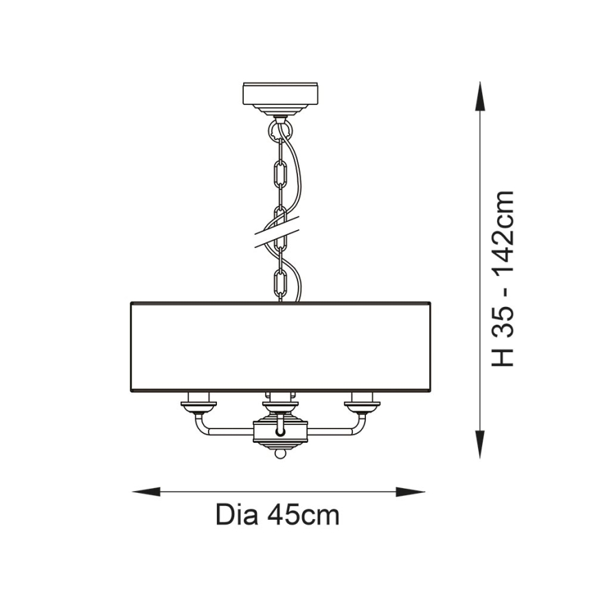 Endon 98934 - Lampadario a sospensione con catena HIGHCLERE 3xE14/40W/230V bianco/ottone