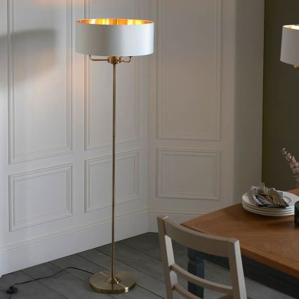 Endon 98935 - Lampada con piedistallo HIGHCLERE 3xE14/40W/230V bianco/ottone diametro 47 cm