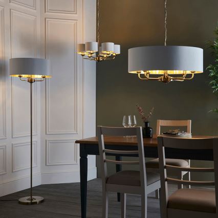 Endon 98935 - Lampada con piedistallo HIGHCLERE 3xE14/40W/230V bianco/ottone diametro 47 cm