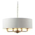 Endon 98938 - Lampadario a catena HIGHCLERE 8xE14/40W/230V Ø 70 cm bianco/ottone