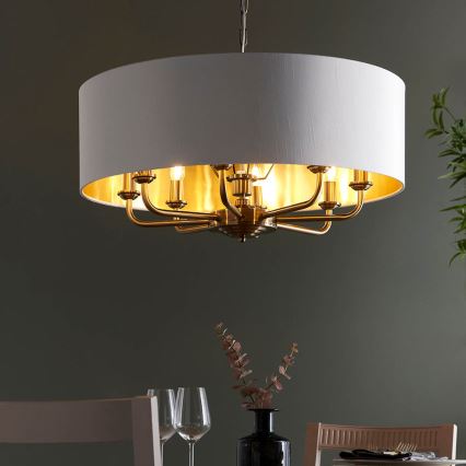 Endon 98938 - Lampadario a catena HIGHCLERE 8xE14/40W/230V Ø 70 cm bianco/ottone