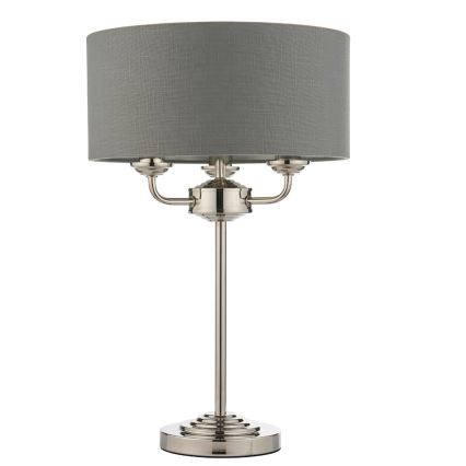 Endon 99149 - Lampada da tavolo HIGHCLERE 3xE14/18W/230V grigio/cromo lucido diametro 32 cm