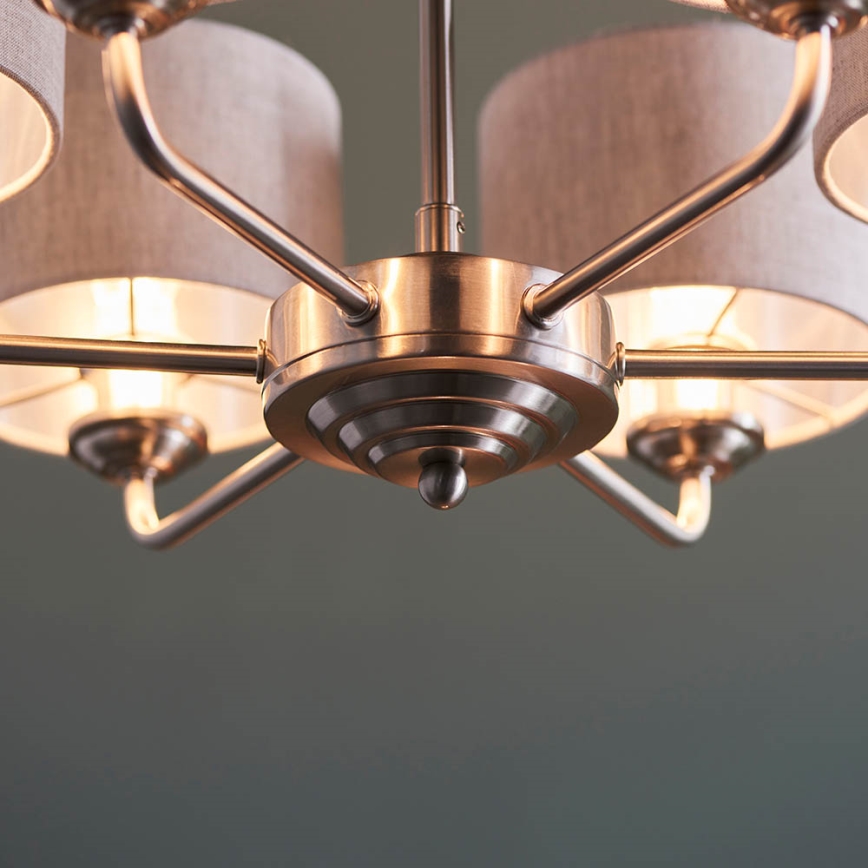 Endon 99151 - Lampadario a catena HIGHCLERE 6xE14/28W/230V grigio/cromo satinato Ø 53 cm