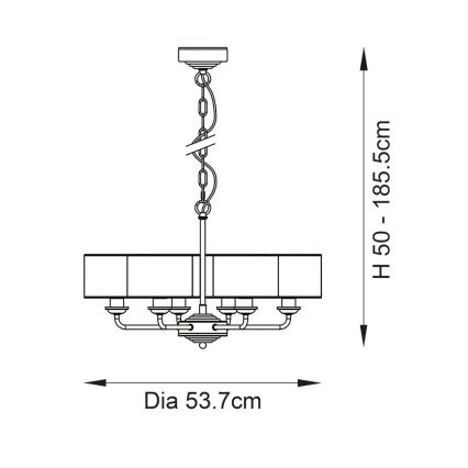 Endon 99151 - Lampadario a catena HIGHCLERE 6xE14/28W/230V grigio/cromo satinato Ø 53 cm
