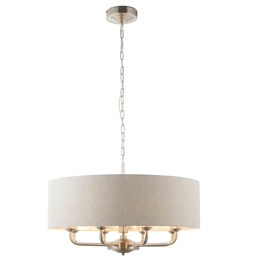Endon 99152 - Lampadario a sospensione con catena HIGHCLERE 8xE14/40W/230V grigio/cromo opaco diametro 70 cm