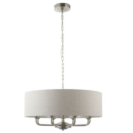 Endon 99152 - Lampadario a sospensione con catena HIGHCLERE 8xE14/40W/230V grigio/cromo opaco diametro 70 cm