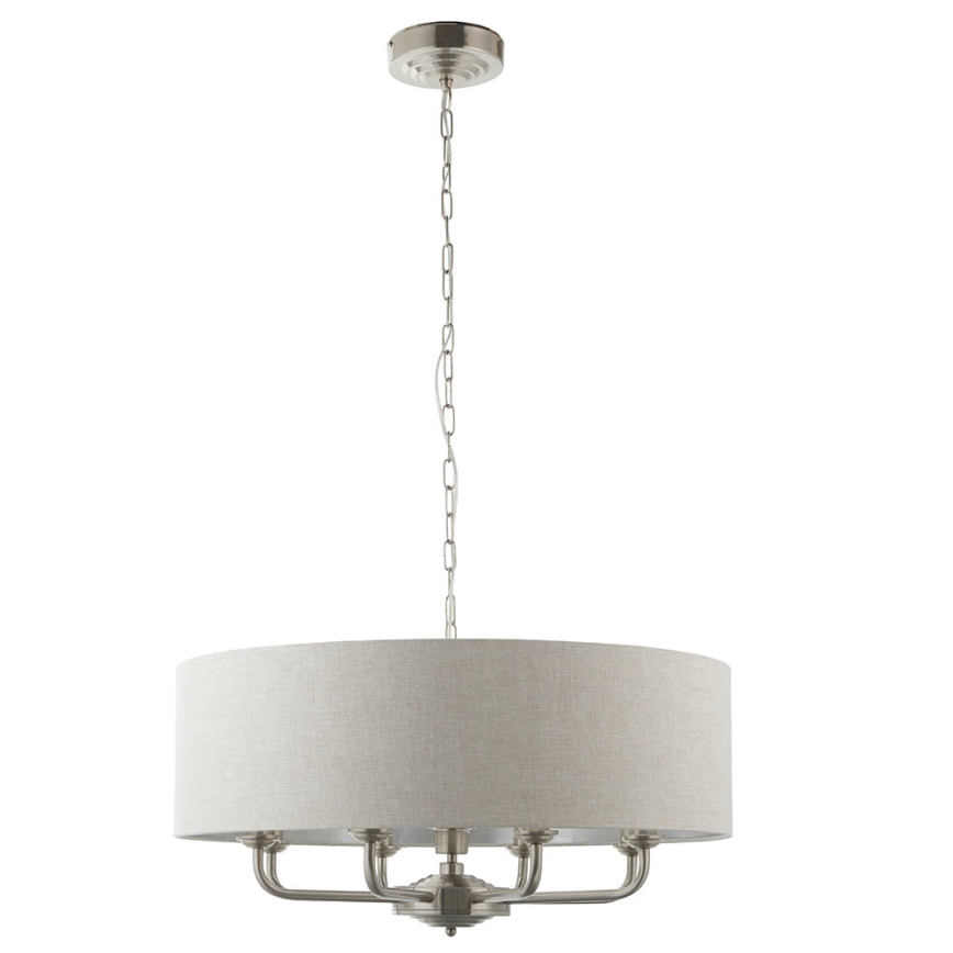 Endon 99152 - Lampadario a sospensione con catena HIGHCLERE 8xE14/40W/230V grigio/cromo opaco diametro 70 cm