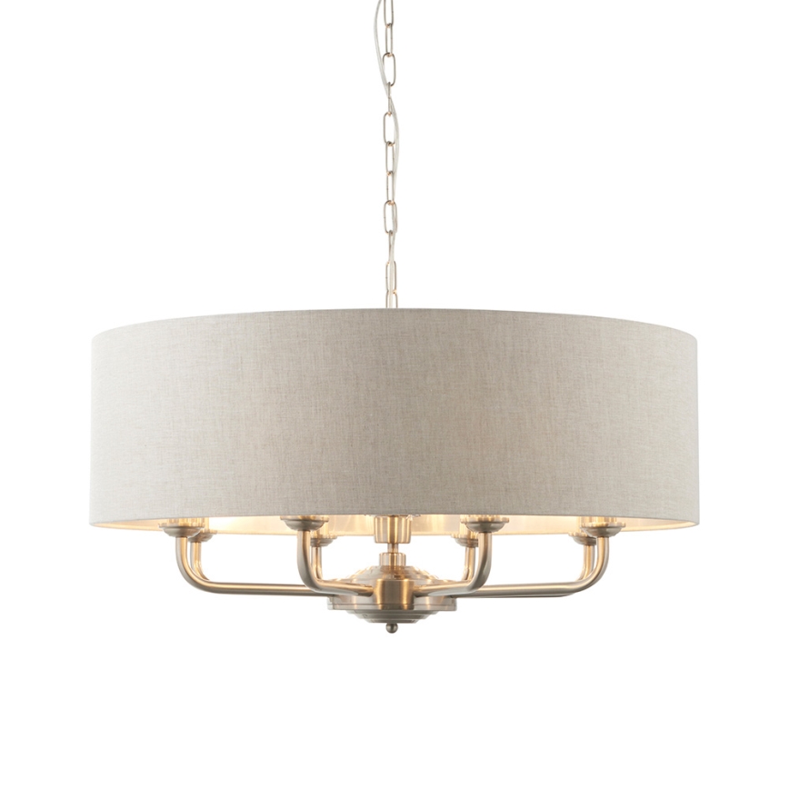 Endon 99152 - Lampadario a sospensione con catena HIGHCLERE 8xE14/40W/230V grigio/cromo opaco diametro 70 cm