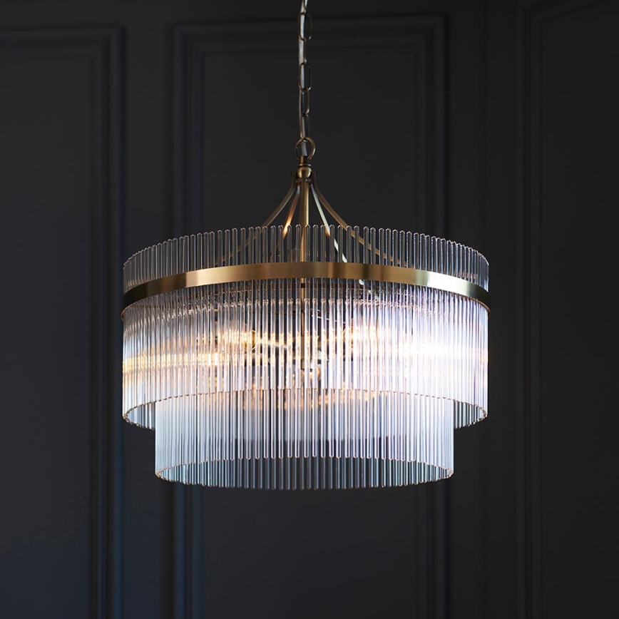 Endon 99166 - Lampadario a catena MARIETTA 5xE14/7W/230V ottone/trasparente