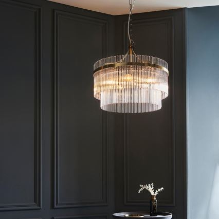 Endon 99166 - Lampadario a catena MARIETTA 5xE14/7W/230V ottone/trasparente