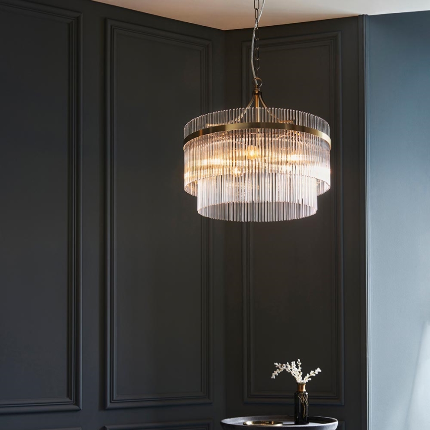 Endon 99166 - Lampadario a catena MARIETTA 5xE14/7W/230V ottone/trasparente