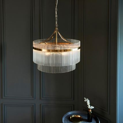Endon 99166 - Lampadario a catena MARIETTA 5xE14/7W/230V ottone/trasparente