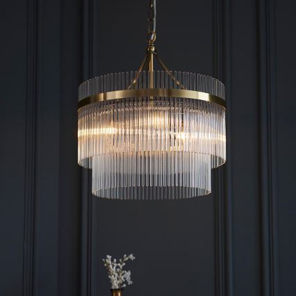 Endon 99167 - Lampadario a sospensione con catena MARIETTA 3xE14/7W/230V ottone/limpido