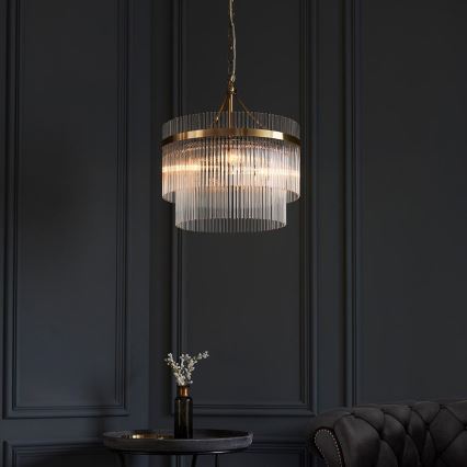 Endon 99167 - Lampadario a sospensione con catena MARIETTA 3xE14/7W/230V ottone/limpido