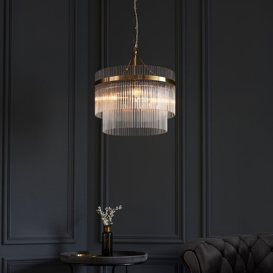 Endon 99167 - Lampadario a sospensione con catena MARIETTA 3xE14/7W/230V ottone/limpido