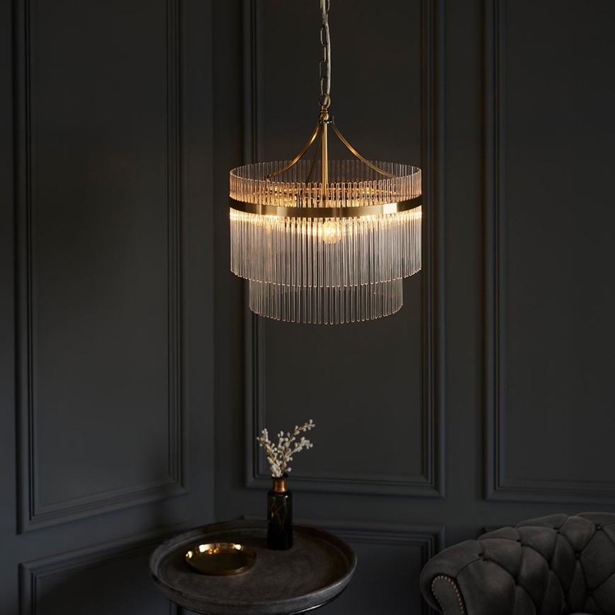Endon 99167 - Lampadario a sospensione con catena MARIETTA 3xE14/7W/230V ottone/limpido