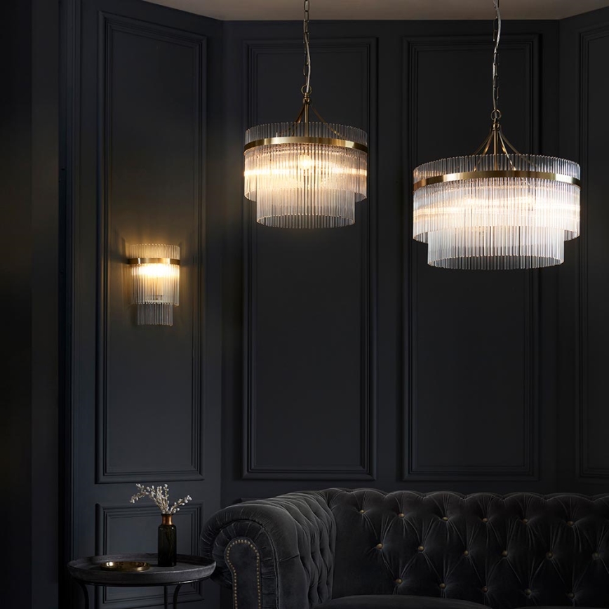 Endon 99167 - Lampadario a sospensione con catena MARIETTA 3xE14/7W/230V ottone/limpido