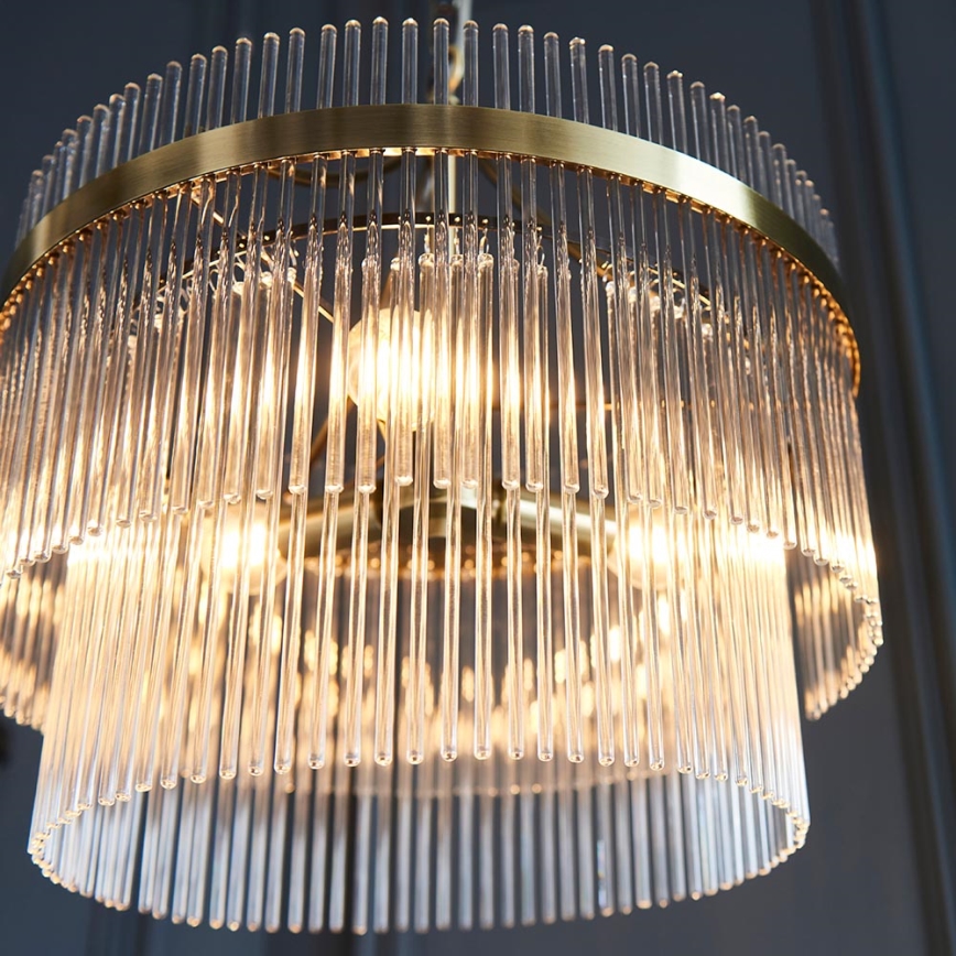 Endon 99167 - Lampadario a sospensione con catena MARIETTA 3xE14/7W/230V ottone/limpido