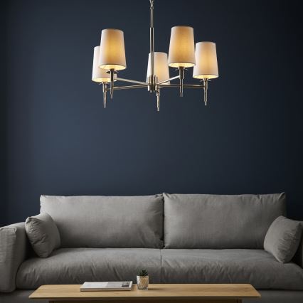 Endon 99457 - Lampadario a sospensione con catena 5xE14/6W/230V cromo lucido/bianco