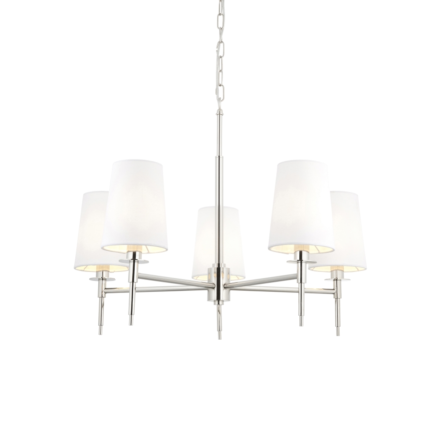 Endon 99457 - Lampadario a sospensione con catena 5xE14/6W/230V cromo lucido/bianco