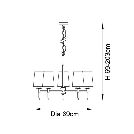 Endon 99457 - Lampadario a sospensione con catena 5xE14/6W/230V cromo lucido/bianco