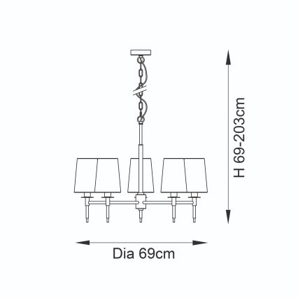 Endon 99458 - Lampadario a catena 5xE14/6W/230V oro/bianco