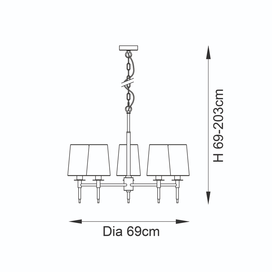 Endon 99458 - Lampadario a catena 5xE14/6W/230V oro/bianco