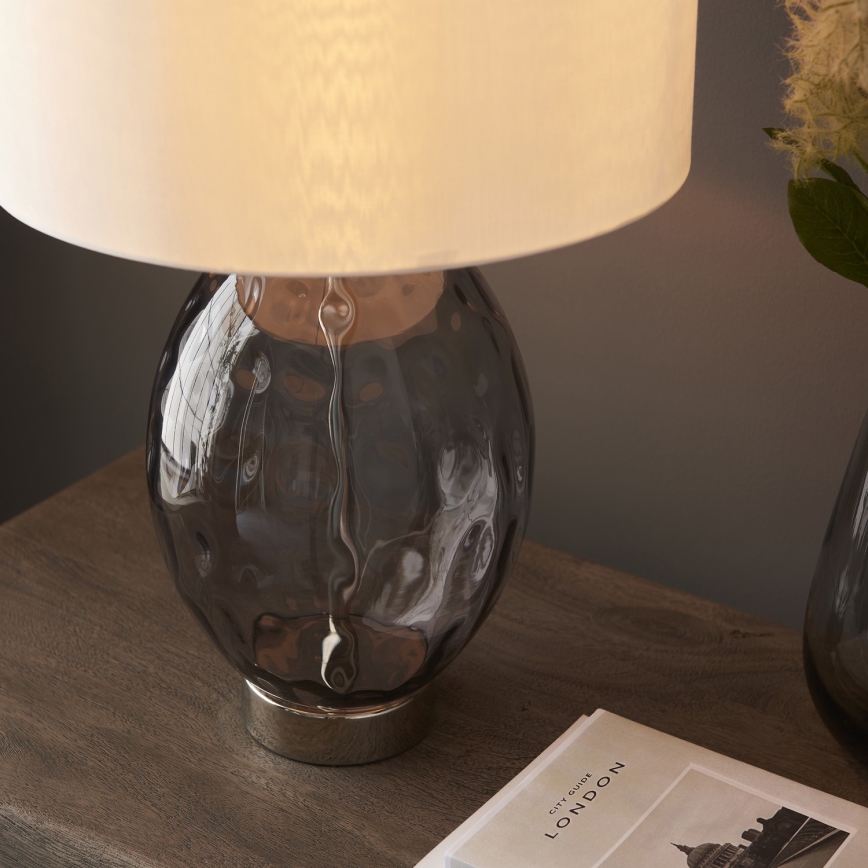 Endon 99581 - Lampada da tavolo dimmerabile ERIN 1xE27/10W/230V crema/cromo opaco/nero fumé