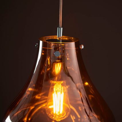 Endon 99790 - Lampadario a sospensione con cavo EUROPA 1xE27/10W/230V marrone fumé