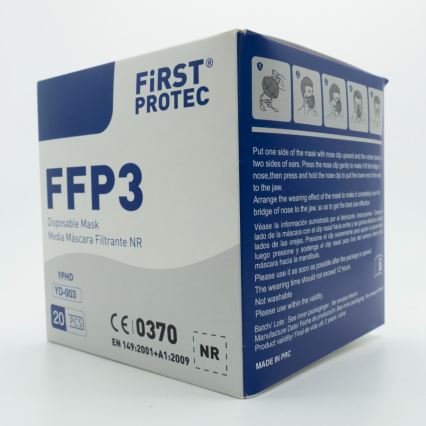 Equipaggiamento di protezione - mascherina FFP3 NR CE 0370 100pz