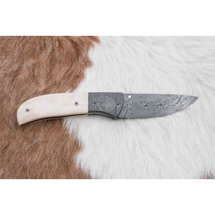 Esclusivo coltello pieghevole in Damasco 8,6 cm zanna di mammut