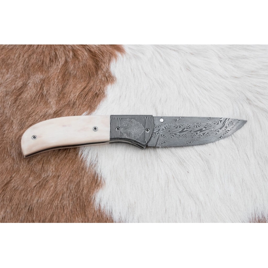 Esclusivo coltello pieghevole in Damasco 8,6 cm zanna di mammut