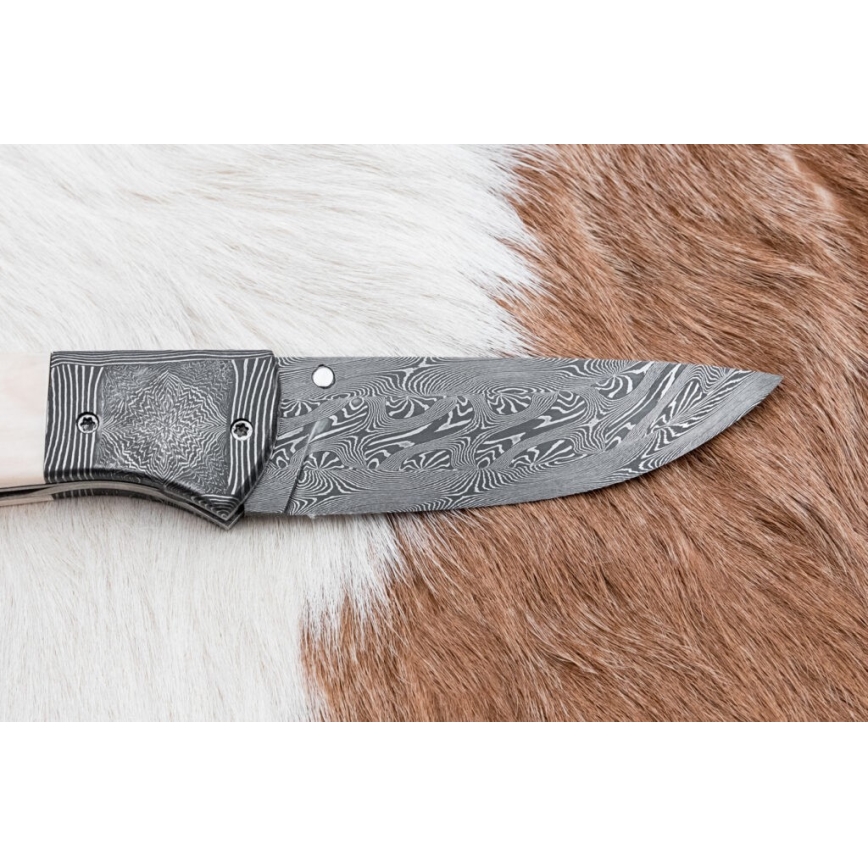 Esclusivo coltello pieghevole in Damasco 8,6 cm zanna di mammut