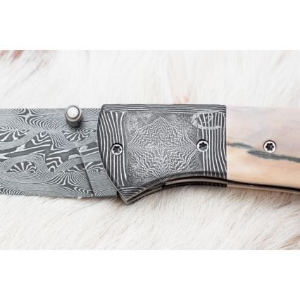 Esclusivo coltello pieghevole in Damasco 8,6 cm zanna di mammut