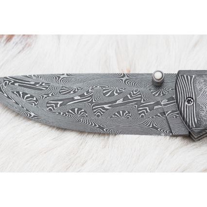 Esclusivo coltello pieghevole in Damasco 8,6 cm zanna di mammut