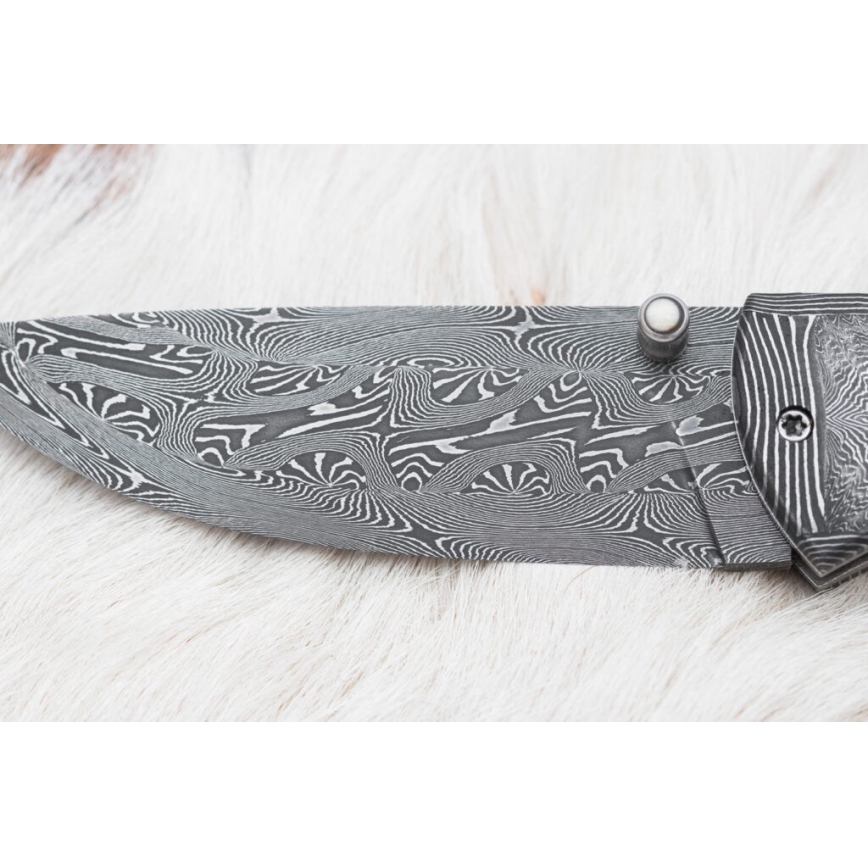 Esclusivo coltello pieghevole in Damasco 8,6 cm zanna di mammut
