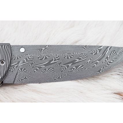 Esclusivo coltello pieghevole in Damasco 8,6 cm zanna di mammut