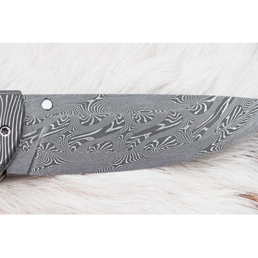 Esclusivo coltello pieghevole in Damasco 8,6 cm zanna di mammut