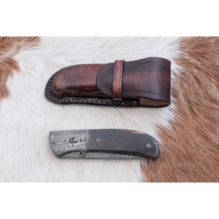 Esclusivo coltello pieghevole in Damasco 8 cm osso di mammut