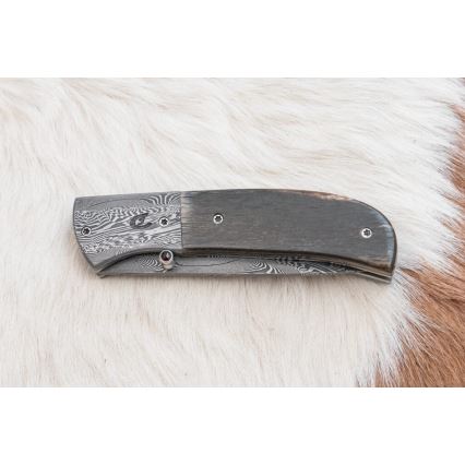 Esclusivo coltello pieghevole in Damasco 8 cm osso di mammut