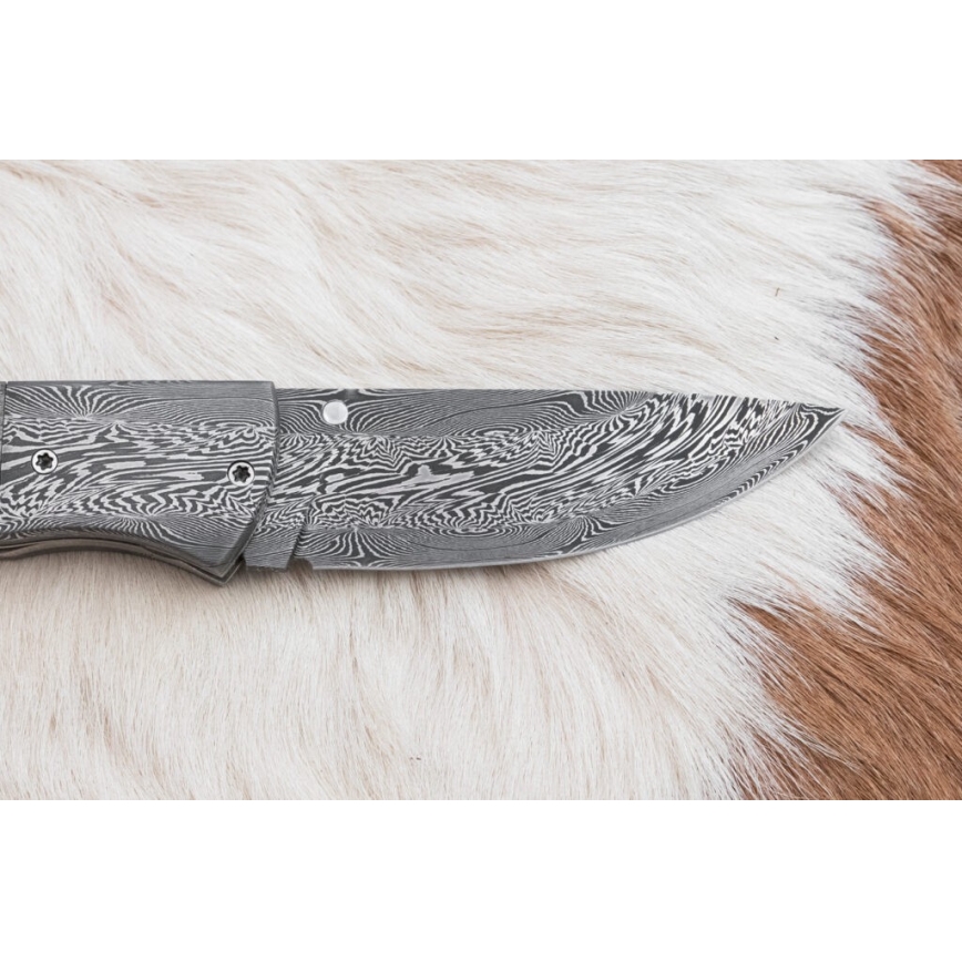 Esclusivo coltello pieghevole in Damasco 8 cm osso di mammut