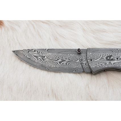 Esclusivo coltello pieghevole in Damasco 8 cm osso di mammut