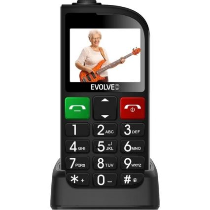 Evolveo - EasyPhone FL, telefono cellulare per anziani, nero