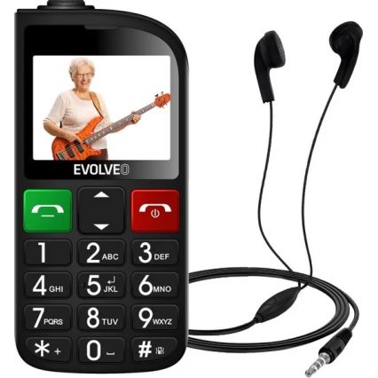 Evolveo - EasyPhone FL, telefono cellulare per anziani, nero