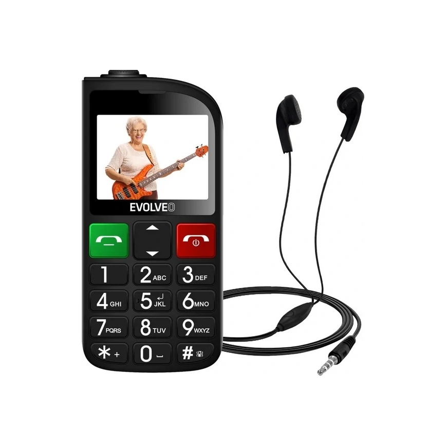 Evolveo - EasyPhone FL, telefono cellulare per anziani, nero